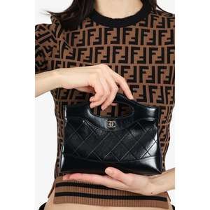 Pre-loved Chanel™ 2023 Black Quilted Leather 31 Mini Top Handle with Strap